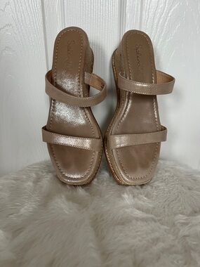 Splendid Metallic champagne “Diya” espadrille Wedge Sandals 8.5 M